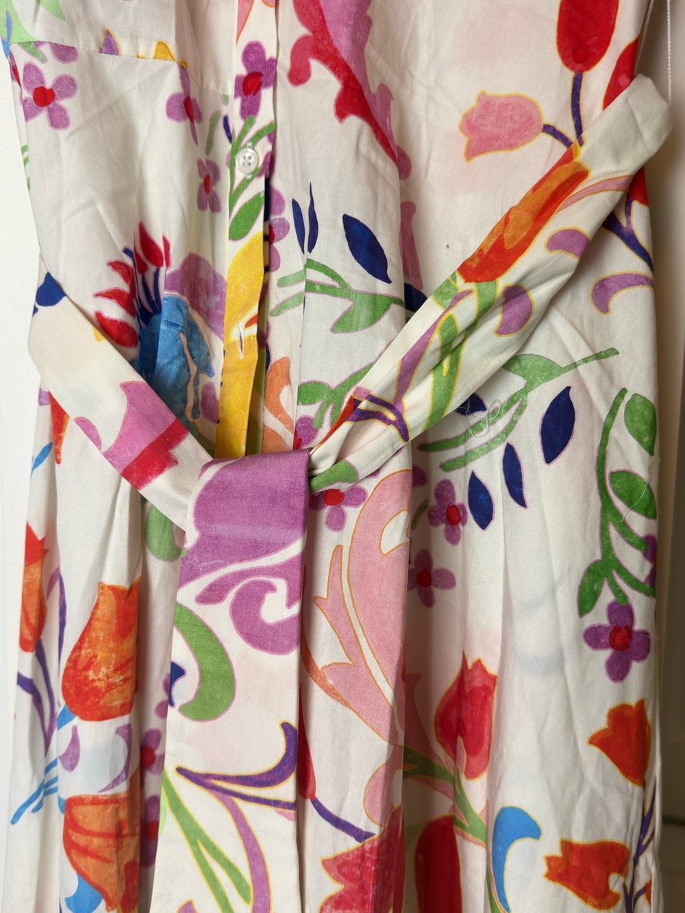Zara Floral Tie-Waist Midi Dress in Multicolor Small - Picture 3 of 6